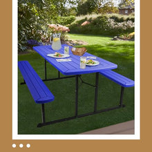 OEF Furnishings Heavy Duty Blow Molded Folding Picnic Table - Blue, Black Fram