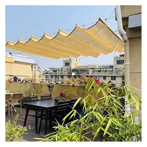 Etlegor Retractable Sun Shade Canopy Cover, Sliding Wave Shade Sail UV Protection Replacement Pergola Cover for Patio Garden Gazebo Porch(1.2x3m)