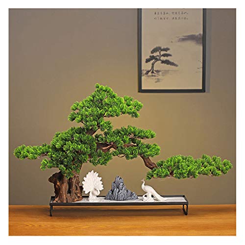 Chinese Simulation Welcome Pine Green Plant Bonsai Ornaments Hotel Living Room Office Desktop Creative Decoration Home Furnishing Gifts House Plant (Color : C) (B)