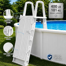 XtremepowerUS Above Ground Pool Ladder & Step System with Lockable Safety Gate, Adjustable Height, Wide Non-Slip Steps, Heavy-Duty Entry Ladder for 48"–54" Swimming Pools