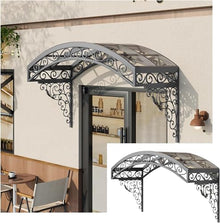 Polycarbonate Cover Front Door with Sturdy Metal Bracket, Outdoor Door Window Awning Canopy, Outdoor Patio Awning Canopy for Patio Balcony Garden(Gray,100x50cm)