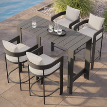 Modway Tahoe 5-Piece Outdoor Patio Bar Table Set in White