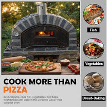 Authentic Pizza Ovens Pizzaioli Stone Finish Premium Wood-Fired Pizza Oven Handmade in Portugal Triple-Insulated Brick Oven, Drop-Down Door, Stainless Steel Chimney, Thermometer & Baking Dish Included