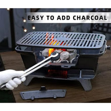 Charcoal Grill Outdoor - Small Portable Charcoal Grill, 100% Cast Iron, Japanese Tabletop Camping Grill