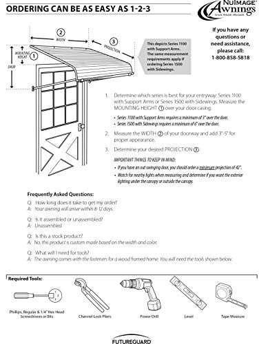 NuImage Awnings 1500 Series Aluminum Door Canopy with Sidewings Brick Red
