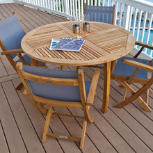 Royal Teak Collection DP50R Dolphin Round Teak Table, 50 Inch Wooden Patio Table with Umbrella Hole, 4-Seater Outdoor Tables for Garden, Deck, Backyard or Patio Seating, Outdoor Furniture