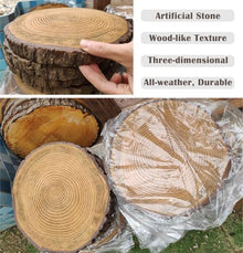 SGeneE Stepping Garden Stone Imitation Wood Grain, Realistic Wood Chips Pavers for Porch Veranda Walkways Pathways, 2pcs 4pcs Outside Lawn Decorative Stones