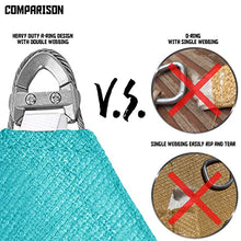 TANG 35'x35'x35' Sun Shade Sail Triangle Shade Cloth Canopy, A Ring with Steel Cable Wire Reinforcement,UV Block Heavy Duty 260 GSM for Patio Pergola Garden Deck Carport Cover, Turquoise