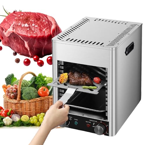 VNATWGOO 1700W 3400W Electric Steak Broiler, Electric Steak Machine, 800℃ Commercial Steak Grill, Adjustable Time Temperature,NPJ-003-110V
