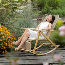 Rattan Rocking Chair, Ergonomic Design, Garden Balcony Handwoven Cane Chair for Ultimate(B,152 * 80 * 63cm)