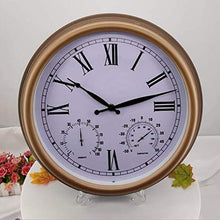 WKNHHL Garden Clocks Outdoor Waterproof, 15 Inch Vintage Roman Numerals Outdoor Clocks for The Garden Wall Mounted with Thermometer Hygrometer Silent Quartz Clock Outside Clock