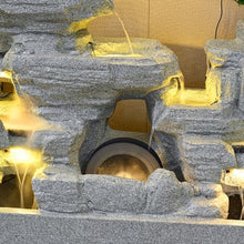 6.6ft Gray Elegant Zen Rockery Fountain with LED Lights - Durable Cement Concrete Waterfall Fountain for Indoor & Outdoor Spaces Housewarming Gift,Garden,Patio,Office,Home Decoration (5002)(5001)