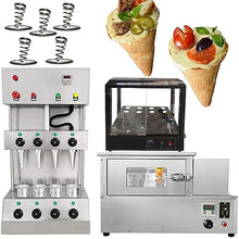 TXMACHINE 4 cone maker machine commercial pizza cone machine Handheld Pizza Making Machines for pizza shop with pizza oven,Display Cabinet (cone machine+Oven+ Display Cabinet, 110V/60HZ)