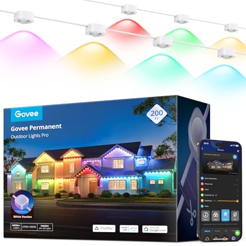 Govee Permanent Outdoor Lights Pro, 200ft with 120 RGBIC LED Lights, White