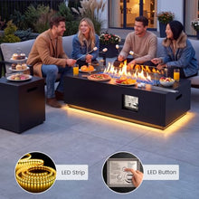 42" Rectangular Outdoor Propane Fire Pit Table with LED for Outside Patio