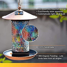 Feilx Bird Feeder,Hanging Solar LED Tray Bird Feeder,Outdoor Art Bird Feeder Metal Waterproof with Lights, Outdoor Bird Feeder