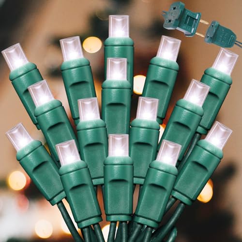 LAMPHOME 1200LED (24pk of 50L) String Lights, LED Christmas Lights, 6" SPACING,Green Wire, White