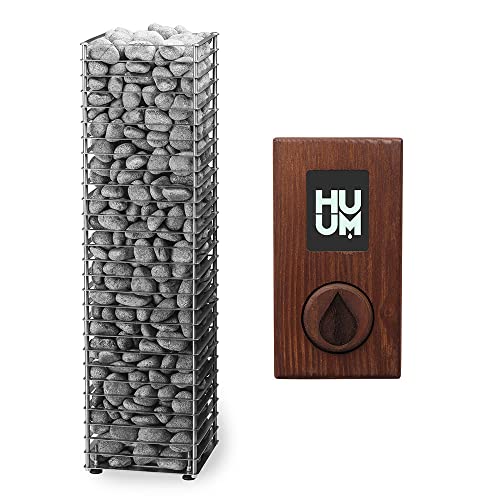 HUUM Cliff 10.5 kW Sauna Heater with UKU WiFi Control (Wood), 165 pounds of Rounded Olivine Stones Included (for saunas up to 600 cu ft.)