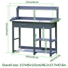iumLeap Planting Work Bench with Removable Sink with Storage Shelves and Drawer Gardening Bench Potting Table (Brown 117x45x121cm)