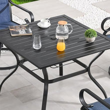 PatioFestival 5-Piece Metal Outdoor Dining Set with Swivel Rocker Chairs Blue