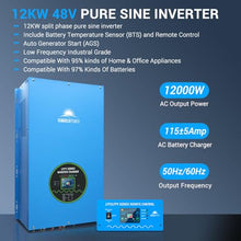 SUNGOLDPOWER 12000W 48V Inverter Charger, Input 240Vac, Output 120/240V Split Phase Pure Sine Wave Inverter, Low Frequency Inverter for off Grid System, Home, House, Heavy Duty Inverter