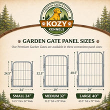 Kozy Kennels Decorative Outdoor Garden Fence - 40in, 32 Panels - Grey Heavy Duty Metal Fencing w/Anti-Rust Coating & Extra Wide Gate for Yard, Flower Bed Border, Dog & Animal Barrier