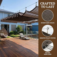 Retractable Roman Sail Shade,Slide Wire Wave Shade Sail Sun Shade Sail UV Resistant Sun Protection Wave Canopy Cover with Mounting Kit for Pergola,Porch,Terrace Garden(W2*L12m/W6.56*L39.37ft)