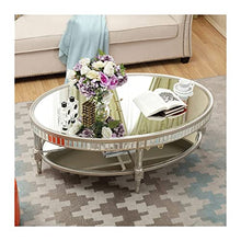 living room table Oval Coffee Tables for Living Room, 43.3/47.2/51.1inch Coffee Table with Mirror Top and Open Shelf, Vintage Cocktail Table outdoor side table ( Color : A , Size : 110*65*50cm )