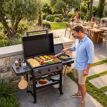 Feasto 28-Inch 3 Burner Propane Flat Top Grill with Hood and Side Burner