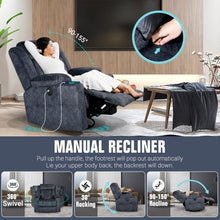 LEVELEVE Retro Rocking Recliner Chair, Massage Rocker Recliner Chair with Vibration Massage and Heat, USB and Type-C Ports,360° Swivel Chairs,Living Room, Bedroom, Nursery, RV, DarkBlue