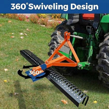 ActiveTrail 6 FT Landscape Rake for Tractors,3 Point Rake for Tractor Rock Rake with 37 Steel Tines and 360 Degree Rotation, Suitable for Category 1 and 2 Tractor,Orange