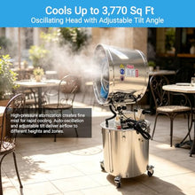 EQCOTWEA 110V Oscillating Spray Fan, Stainless Steel Misting Fan
