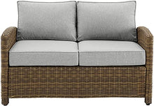 Crosley Furniture Bradenton Wicker Outdoor Loveseat Weathered Brown with Gray Cushions
