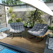 Outsunny Outdoor Rocking Chair Set of 2 Oversized with Cushions Gray