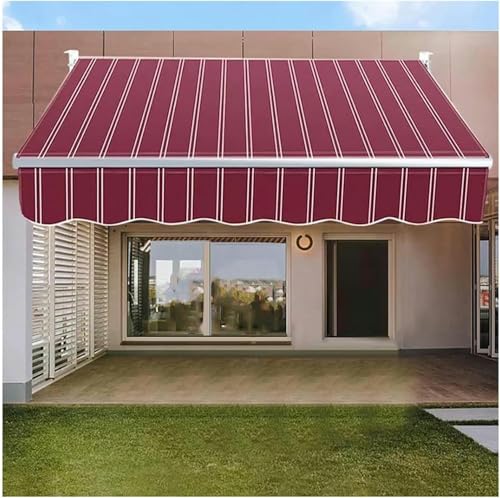 Manual Retractable Awning Door Window Awning Shelter Outdoor Canopy Home Deck Canopy with Manual Crank Handle（Frame Included ）