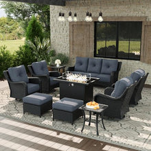 Aeeiua 10 Piece Patio Furniture Set with Fire Pit Table