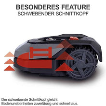 Scheppach RoboCut XL600 robotic lawnmower up to 600 m² | 18 cm cutting width | 20-60 mm cutting height | rain sensor | WiFi & BT | app controlled | 35% slope | with station, 9 blades, 130 m cable and