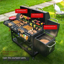 Dual Fuel (Charcoal & Gas) Large BBQ Grill, Stainless Steel Outdoor Backyard Grille for Home