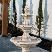 XBrand 51" 3-Tier Outdoor Water Fountain with Pineapple Top – Beige Freestanding Garden Waterfall with Pump, Auto Shut-Off, and Fiber Resin Build – Lawn & Patio Decor