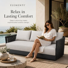 Outdoor Couch Elementi Capri Patio Sofa, 3 Seat Outdoor Furniture Sofa with Aluminum Rope Frame and Sunbrella Canvas Granite 5402 Cushions, Dark Gray, 88 x 29.9 x 25.6 in