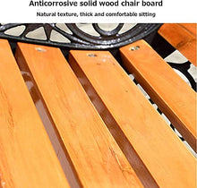 Rsmmpqa Park Garden Benches Outdoor Bench, Cast Iron e and Anticorrosive Solid Wood Weatherproof Terrace Benches, 2-3 Seats Bench