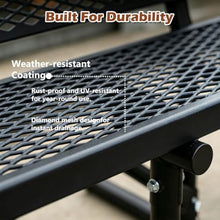 Metal Picnic Table, 72" Heavy Duty Outdoor Dining Table for 3-4 Adults, 882 LBS Capacity Galvanized Steel Table with Diamond Mesh Top and Ground Anchors, for Garden, Lawn, Patio, Porch, Park, Yard,Bla