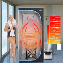 WEALTHOME Portable Infrared Sauna Tent, Plus Type Full Size Steam Sauna Tent. Spa, Detox,Therapy and Relaxation at Home.Larger Space,Stainless Steel Pipes Connector-Black(Blue Binding)