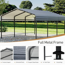 COSIEST 10'x20' Heavy Duty Metal Carport with Galvanized Steel Roof Gray