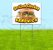 Grilled Chicken Sandwich (18" X 24") Yard Sign, Quantity Discounts, Multi-Packs, Includes Metal Step Stake, Bandit Sign