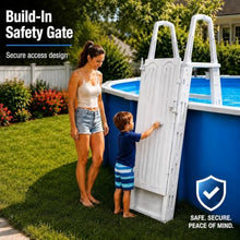 XtremepowerUS Above Ground Pool Ladder & Step System with Lockable Safety Gate, Adjustable Height, Wide Non-Slip Steps, Heavy-Duty Entry Ladder for 48"–54" Swimming Pools
