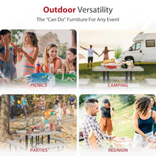 Leisure Craft 46" Square Metal Picnic Table with Bench for 8, Made in USA