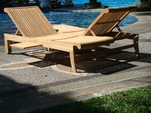 WholesaleTeak Grade-A Teak Multi Position Double Chaise Lounger with Slide Out Tray Teak