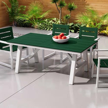 Costaelm Outdoor Dining Tables for Patio, 72" Rectangle 6-Person HDPE Dining Table with Umbrella Hole and Metal Frame for Outside, Garden, Poolside, Backyard, Porch, Balcony, Dark Green