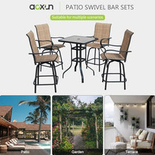 Aoxun 5 Pieces Outdoor Bar Sets Textilene Outdoor Bar Stools Set of 4 with High Table Height Bar Bistro Set All-Weather Patio Furniture, Brown